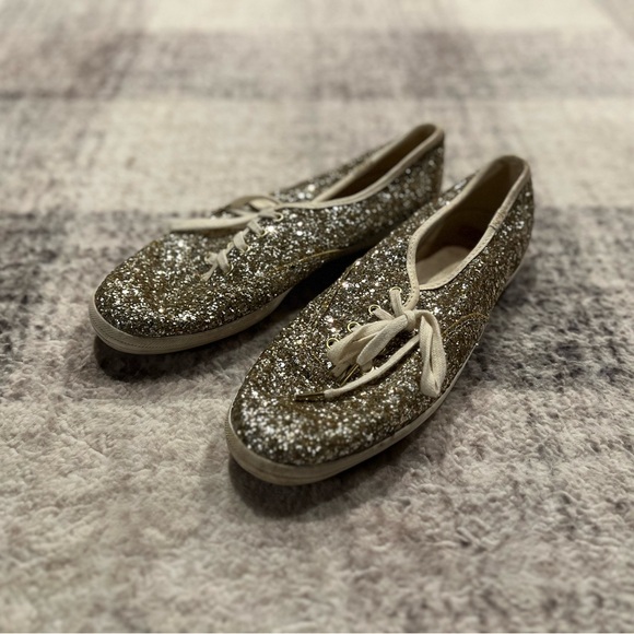 Women’s Keds X Kate Spade Gold Sparkle Sneakers 8.5 - Picture 1 of 5